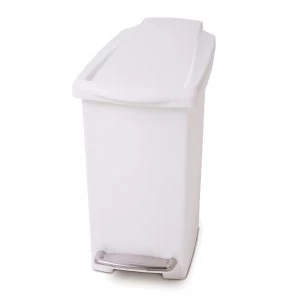 Image of Simplehuman 10L Slim Plastic Pedal Bin - White