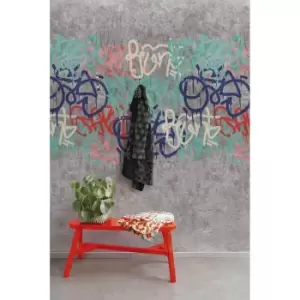 image of Grandeco Graffiti Concrete Digital Wallpaper Mural