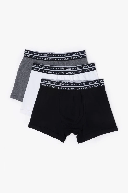 Image of Luke 1977 Luke 1977 Men Captain 3 Pack Boxer Shorts in Black Size: Medium Black M Male 5063494130382