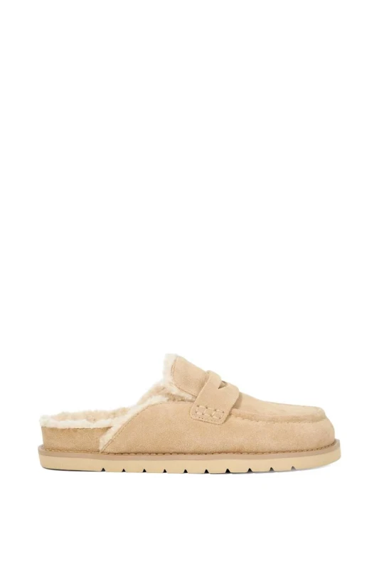 Image of Dune London Womens 'Goldys' Suede Mules in Beige Size: 6 Beige Female 6