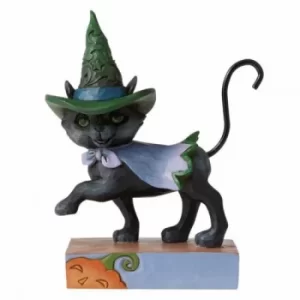 Image of Walking Black Cat with Witch's Hat Mini Figurine