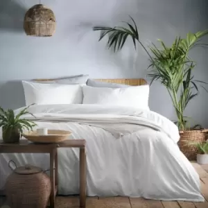 Image of Appletree Cassia 180 Thread Count 100% Cotton Percale Duvet Cover Set, White, King