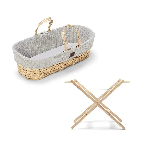 image of Little Green Sheep Little Green Sheep Organic Moses Basket And Stand Dove