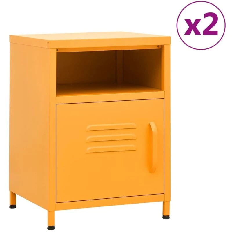 Image of VIDAXL Nightstands 2 pcs Mustard Yellow 35x35x51cm Steel Vidaxl 8720286847589
