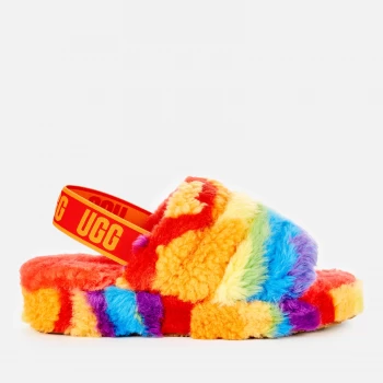 Image of UGG Womens Fluff Yeah Pride Collection Slippers - Rainbow Stripe - UK 4