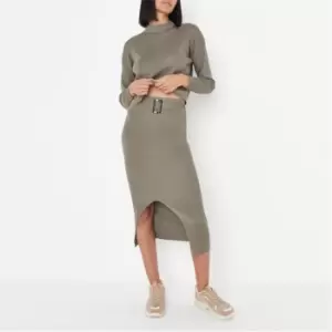 Image of Missguided Neck Jumper Andmidi Skirt Set - Green