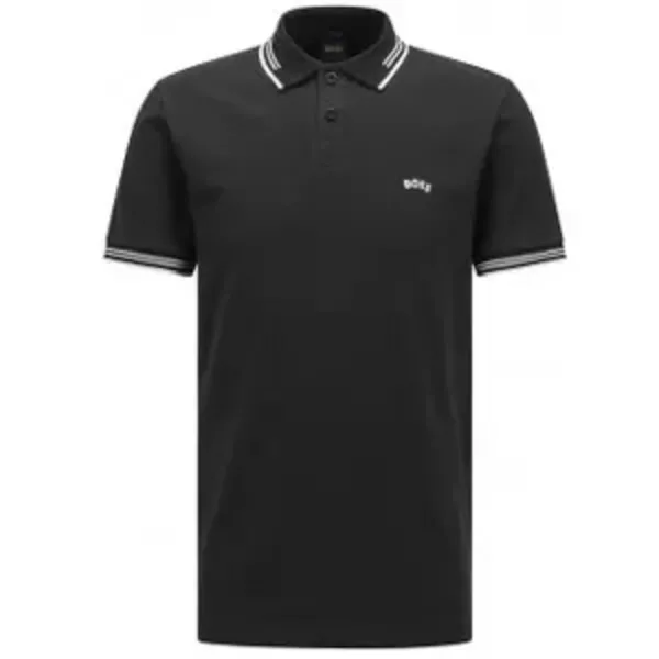 Image of Boss Paul Pique Polo Shirt Short Sleeve Polos Small Black 54856203350