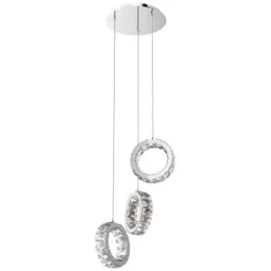 image of Zumaline Platt Integrated LED Crystal Cluster Pendant Ceiling Light, Chrome, 4000K, 1560Lm