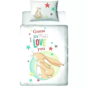 image of Guess How Much I Love You Childrens/Kids Duvet Cover Set (Toddler) (White/Blue/Red)