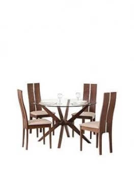 image of Julian Bowen Set Of Chelsea Glass Table & 4 Cayman Chairs