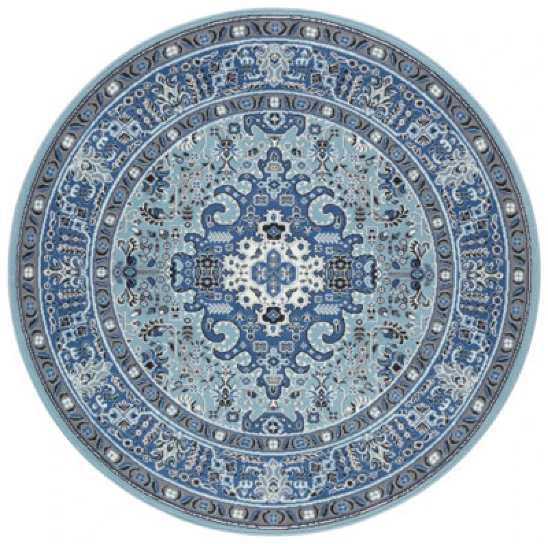 Image of The Rugs Skazar Isfahan Oriental Rug Polypropylene Vintage Design Jute Backing In Blue