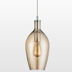 image of Searchlight Lighting Collection Eris Smoked Glass Pendant Light - Amber