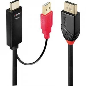 Image of LINDY S-Video Cable 2m 41426 gold plated connectors Black/red [1x HDMI plug, USB - 1x DisplayPort plug]