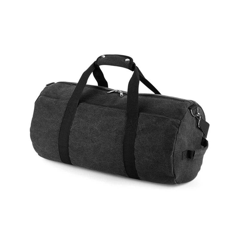 Image of Bagbase Mens Vintage Canvas Duffle Bag in Black Male One Size