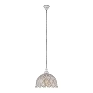Image of Hanging Ceiling Pendant Light White Antique Vintage Steel 1 x 60W E27 Bulb