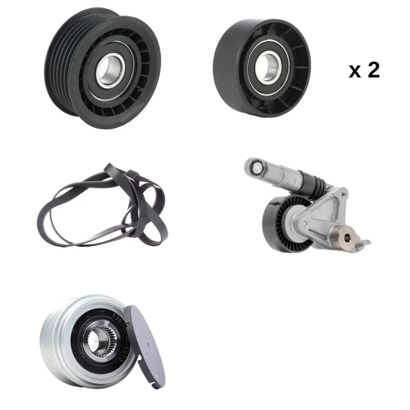 Image of RIDEX 542R0685 V-ribbed belt set Pulleys: with freewheel belt pulley V-Ribbed Belt Set (542)