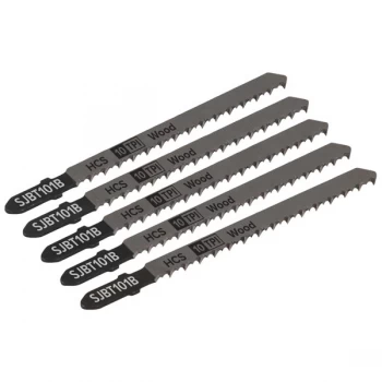 Image of Sealey SJBT101B Jigsaw Blade Hard Wood 100mm 10tpi - Pack of 5