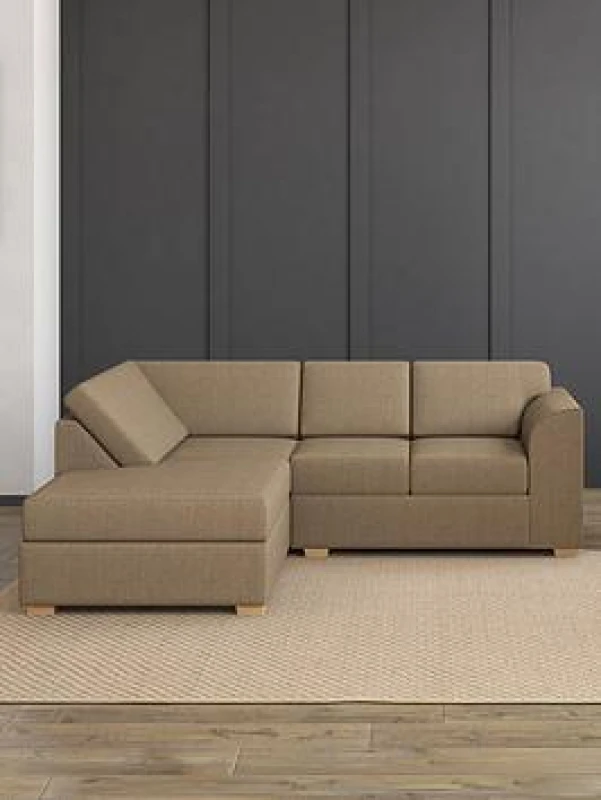 Image of Aspire Modo L Shaped Sofa With Corner On The Left, Fixed Back, Venice Olive, Green MO-FB-VN01-LL