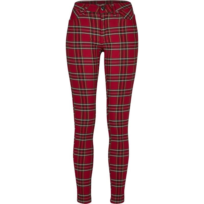 Image of Urban Classics Trousers woman Urban Classic skinny tartan GT Rouge Female 34