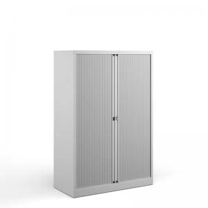 image of Bisley systems storage medium tambour cupboard 1570mm high - white