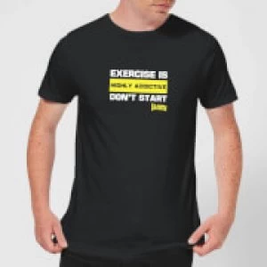Image of Plain Lazy Exercise Is Highly Addictive Mens T-Shirt - Black