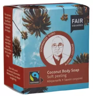 image of Fair Squared Body Soap (Coconut) Soft Peeling (includes cotton soap bag) 2x80g