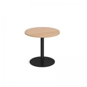 Image of Monza circular dining table with flat round Black base 800mm - beech