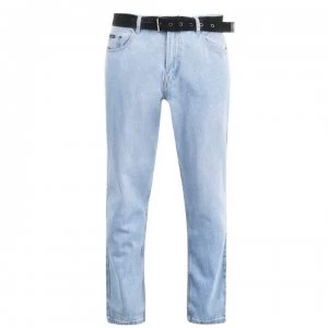 image of Pierre Cardin Web Belt Mens Jeans - Solid Light