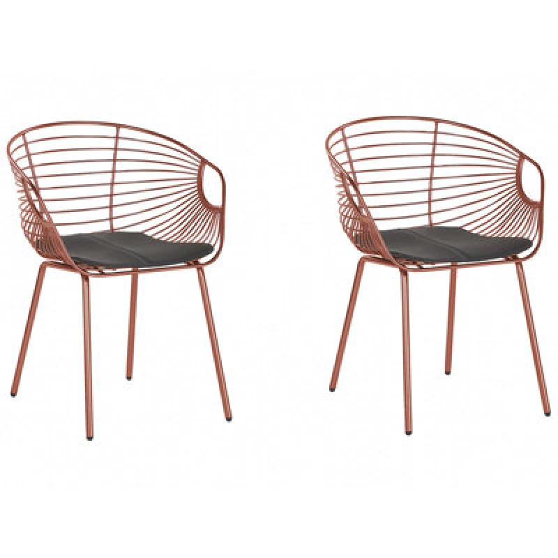 Image of Beliani Set Of 2 Dining Chairs Hoback Metal Copper