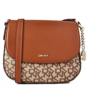 Image of DKNY Logo Saddle Crossbody Bag - Brown