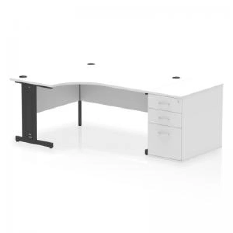 Image of Dynamic Impulse W1600 x D1200 x H730mm Left Hand Crescent Desk Cable EXR45933DY