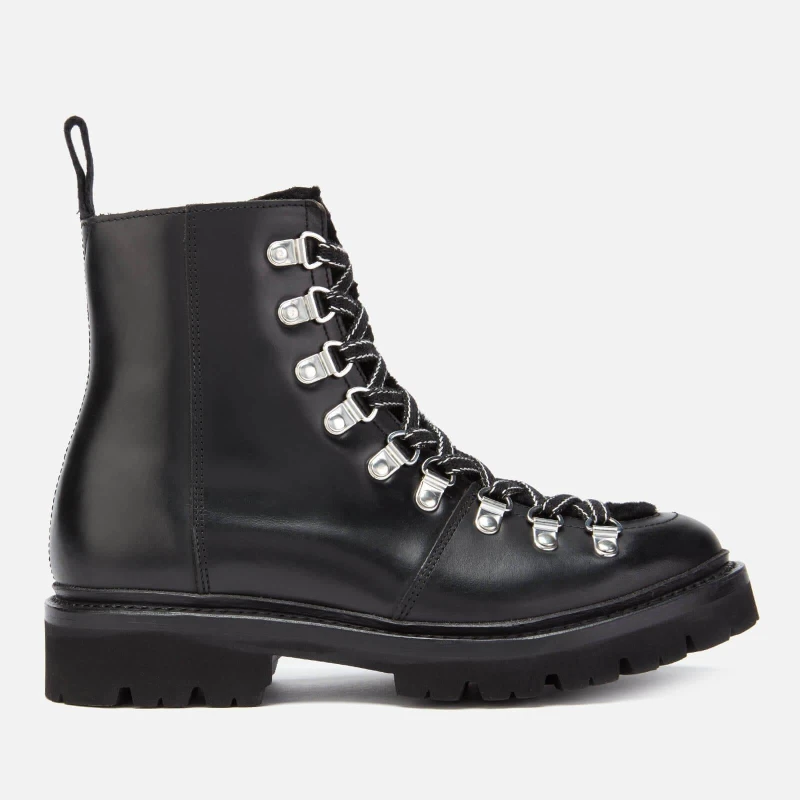 Image of Grenson Nanette Leather/Shearling Hiking Style Boots Black female UK 3