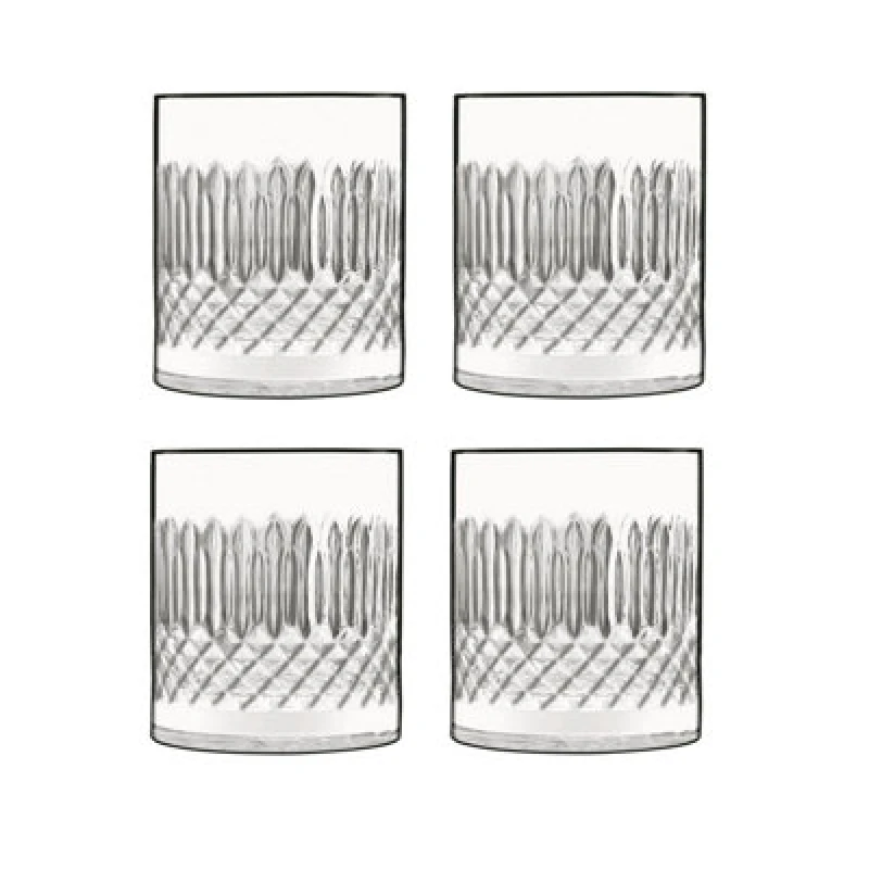 Image of Luigi Bormioli Diamante Glasses - Dishwasher Safe, 380 ml Drinkware - Pack of 4 Clear