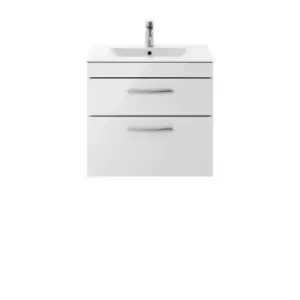 image of Nuie Athena 600 Wall Hung 2-drawer Vanity & Minimalist Basin - Gloss Grey Mist