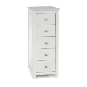 image of Stirling White 5 Drawer Narrow Chest, white