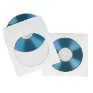 image of Hama CD/DVD Protective Paper Sleeves, white, pack of 25