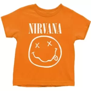 Image of Nirvana - White Smiley Kids 5 Years Toddler T-Shirt - Orange