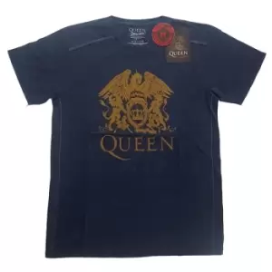 Image of Queen - Classic Crest Unisex XX-Large Snow Wash T-Shirt - Blue
