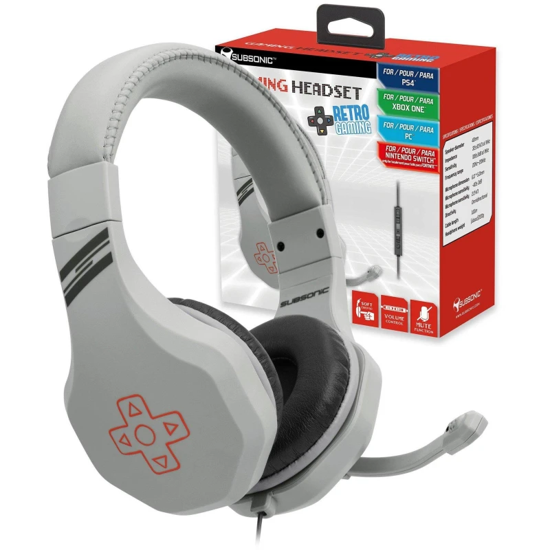 Image of Subsonic Subsonic Retro Game and Chat Gaming Headset Grey unisex One Size