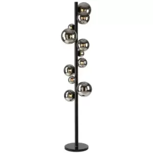 Image of Luminosa Marshall Floor Lamp, 11 Light G9, Satin Black, Chrome Plated Glass
