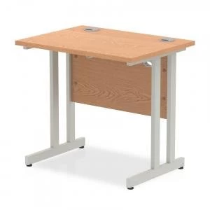 image of Trexus Desk Rectangle Cantilever Silver Leg 800x600mm Oak Ref MI002904