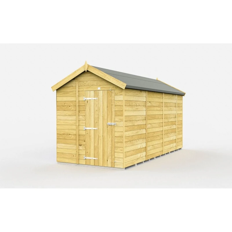 Image of Buttercup Farm 7 x 13 Feet Apex Shed - Single Door W/O Window - L387 x W214 x H217cm in Brown Brown Unisex