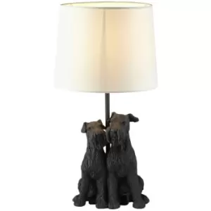 image of Endon Westie Base & Shade Table Lamp Matt Black & Natural Linen