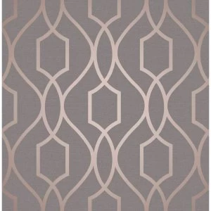 image of Sublime Apex Trellis Charcoal Copper Wallpaper Paper