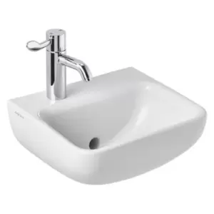 image of Armitage Shanks Contour 21+ Basin 40cm with Smartguard+, White, 1 Left Hand Tap Hole, Back Outlet