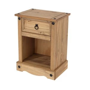 Image of Halea 1-Drawer Bedside Cabinet - Dark Pine