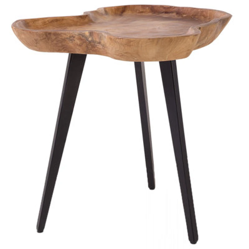 Image of Beliani Side Table Elsa Teak Wood Brown