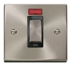 Image of Click Scolmore Deco Satin Chrome 1 Gang Double Pole Switch 45A With Black Ingot - VPSC501BK
