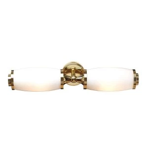 Image of 2 Light Bathroom Twin Wall Light Polished Brass IP44, G9