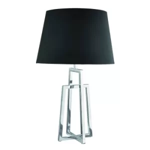 image of York 1 Light Table Lamp Chrome with Black Fabric Shade, E27